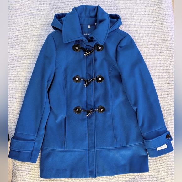 Calvin Klein Jackets & Blazers - Calvin Klein Royal Blue Hooded Duffle Coat Size S NWOT
